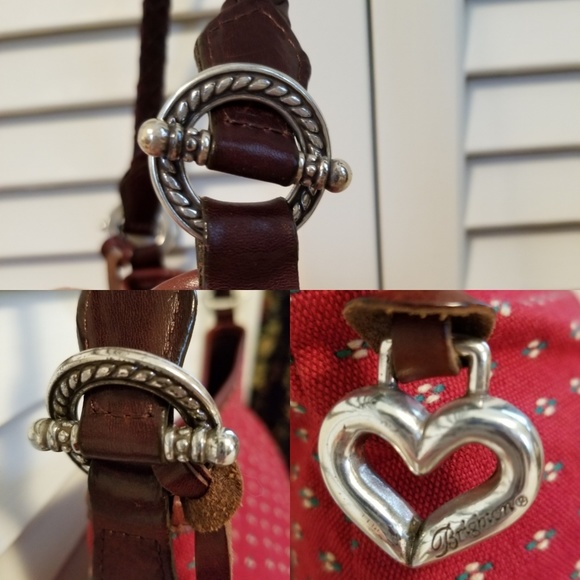 Brighton Tapesstry Red Fabric & Brown Leather Shoulder Bag - Picture 5 of 8